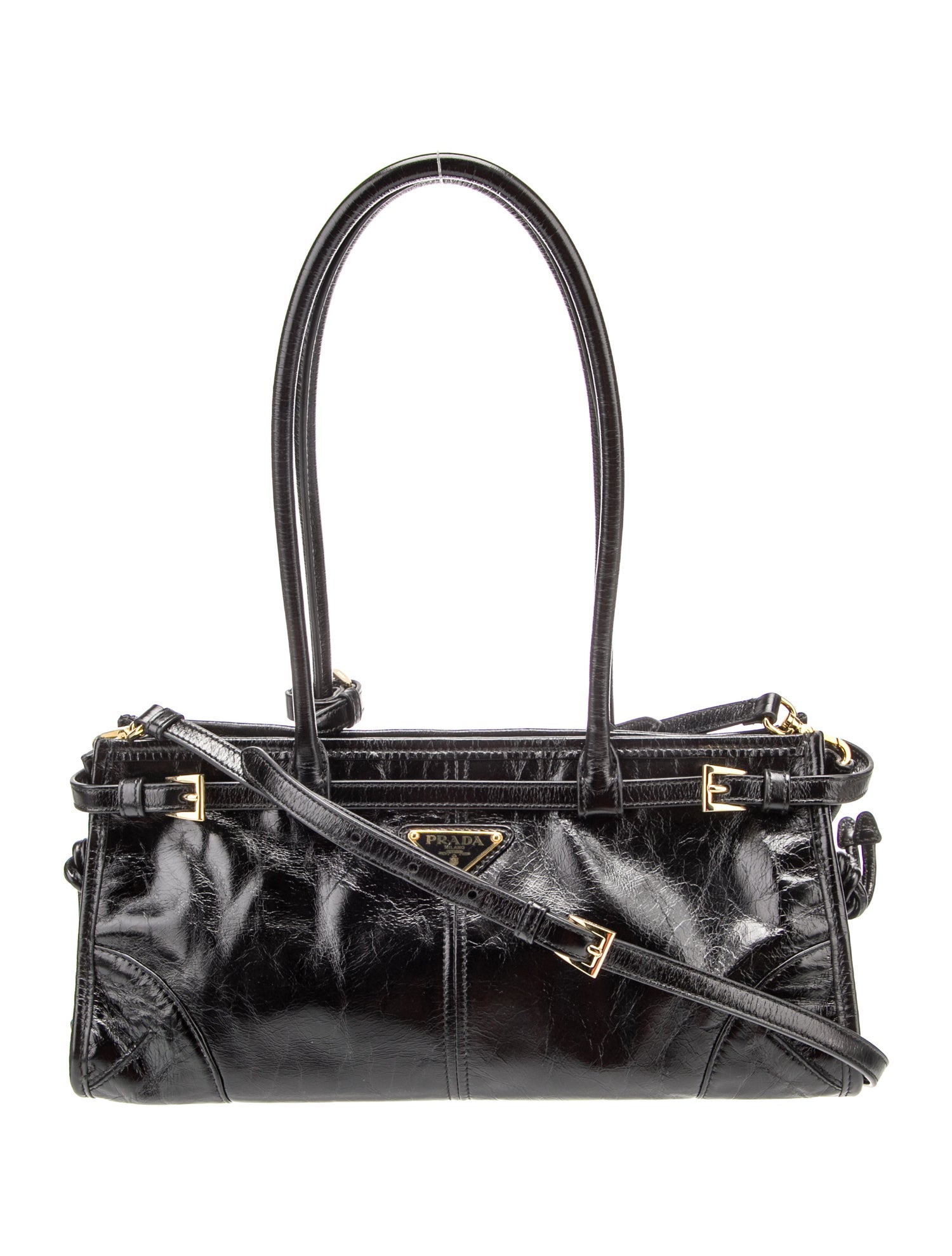 Prada Enameled Metal Triangle Bonnie Bag Medium