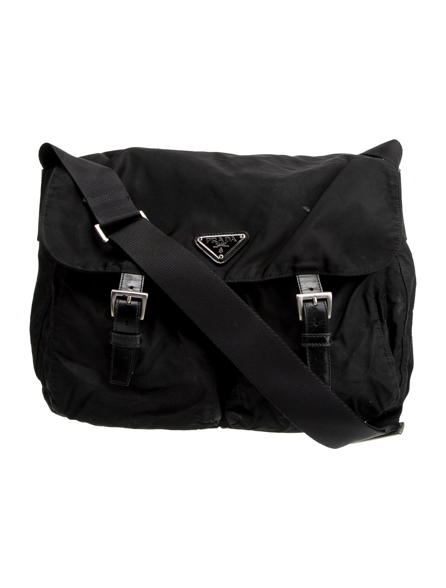 Prada Enameled Metal Triangle Messenger Bag
