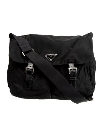 Prada Enameled Metal Triangle Messenger Bag