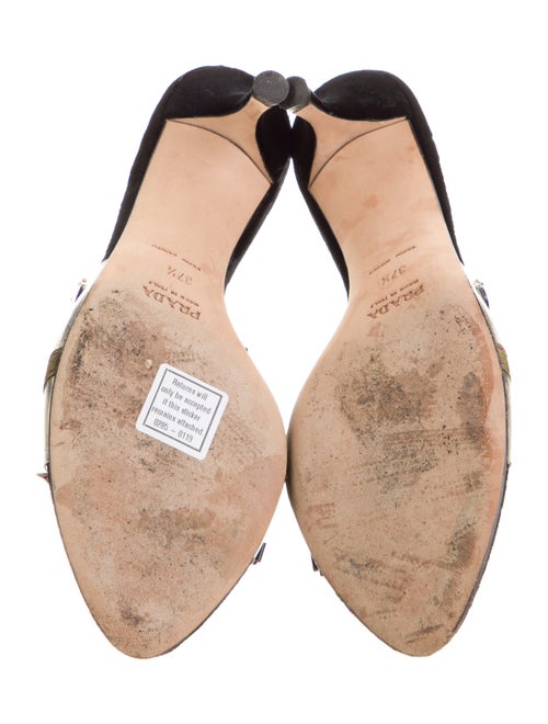 Prada Velvet Crystal Embellishments Slides
