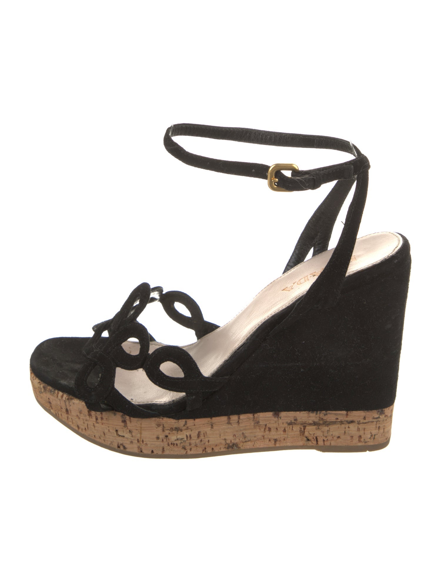 Prada Suede Leather Trim Embellishment Sandals