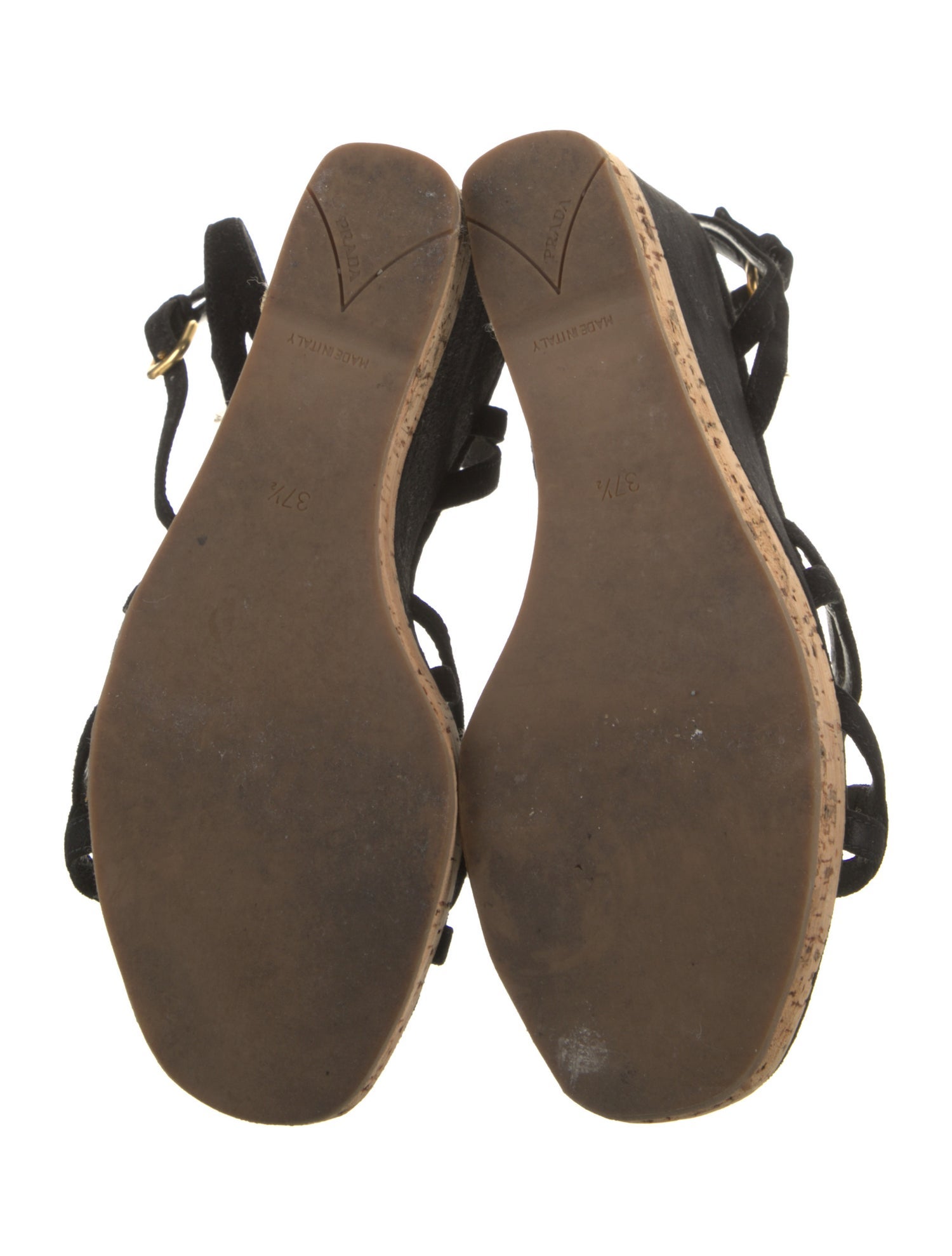 Prada Suede Leather Trim Embellishment Sandals