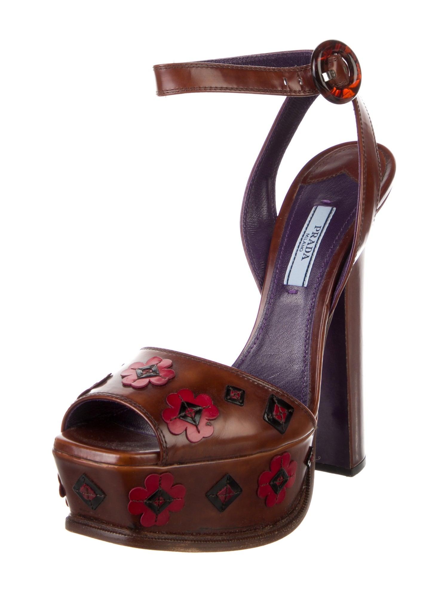 Prada Leather Printed Sandals