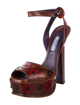 Prada Leather Printed Sandals