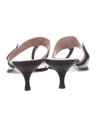 Prada Printed Bow Accents T-Strap Sandals