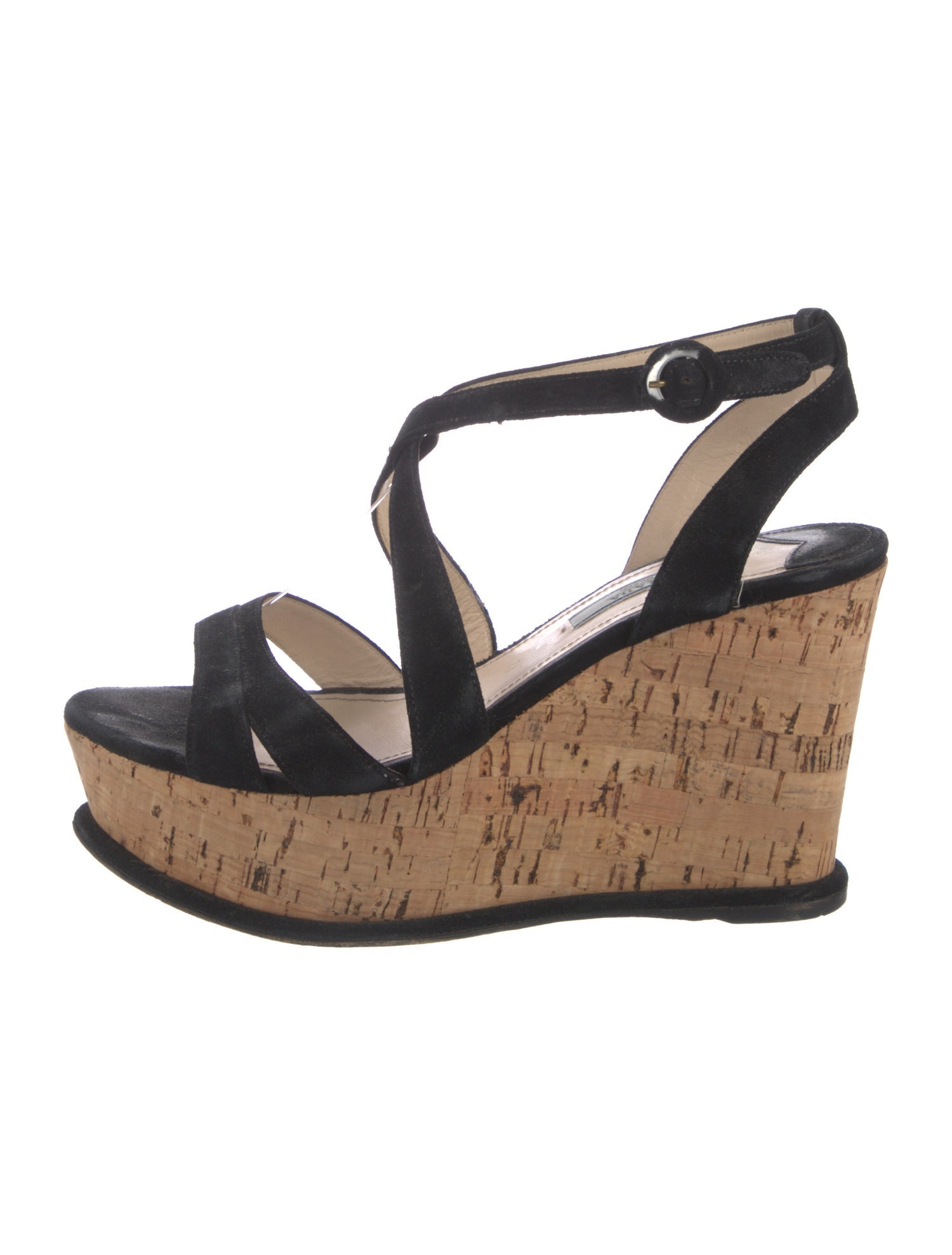 Prada Suede Cutout Accent Slingback Sandals