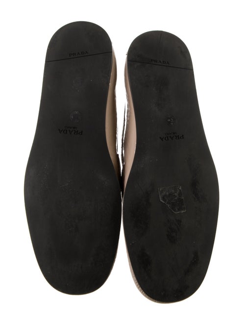 Prada Enameled Metal Triangle Patent Leather Loafers