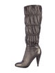 Prada Leather Pleated Accents Boots