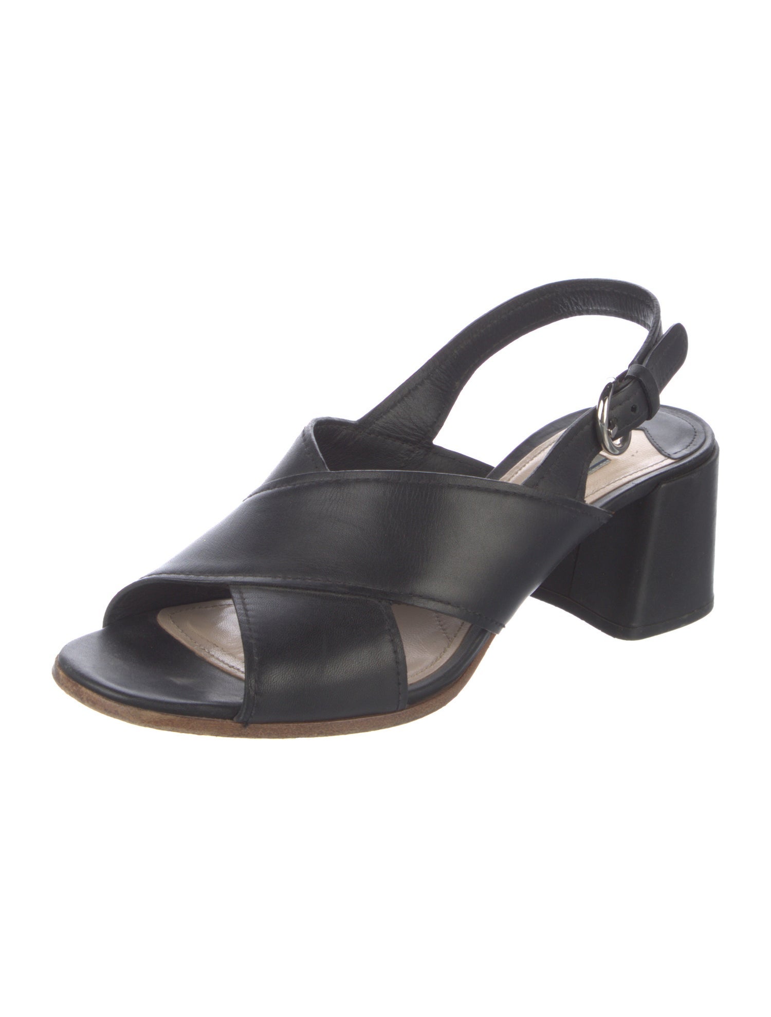 Prada Leather Slingback Sandals