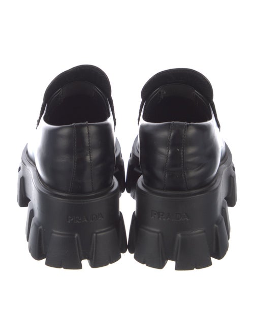 Prada Enameled Metal Triangle Leather Oxfords