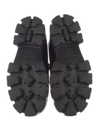 Prada Enameled Metal Triangle Leather Oxfords