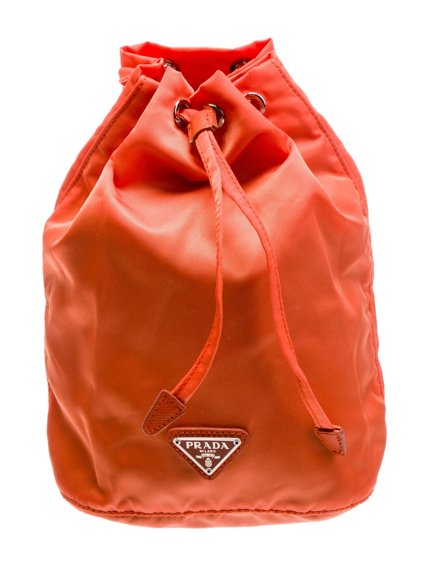 Prada Enameled Metal Triangle Bucket Bag