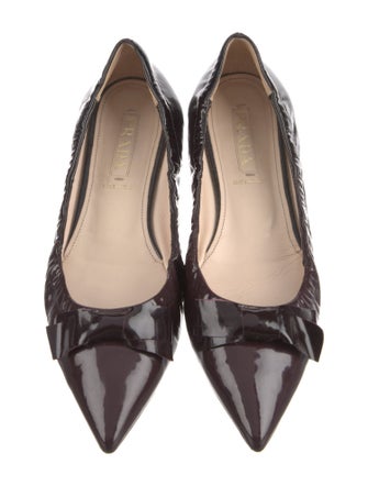 Prada Patent Leather Bow Accents Ballet Flats
