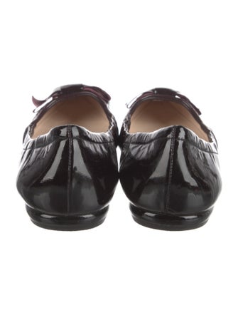 Prada Patent Leather Bow Accents Ballet Flats