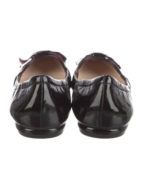 Prada Patent Leather Bow Accents Ballet Flats