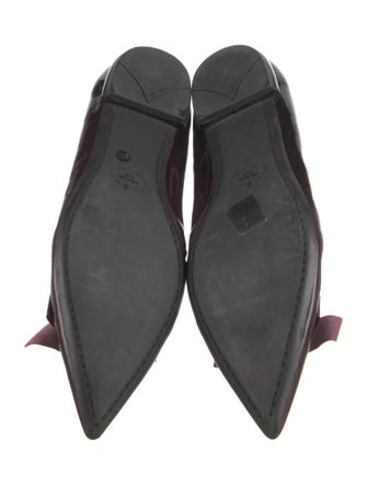 Prada Patent Leather Bow Accents Ballet Flats
