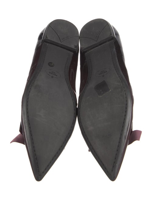 Prada Patent Leather Bow Accents Ballet Flats