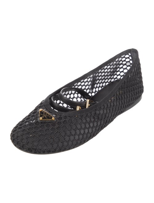 Prada Enameled Metal Triangle Mesh Flats
