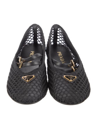 Prada Enameled Metal Triangle Mesh Flats