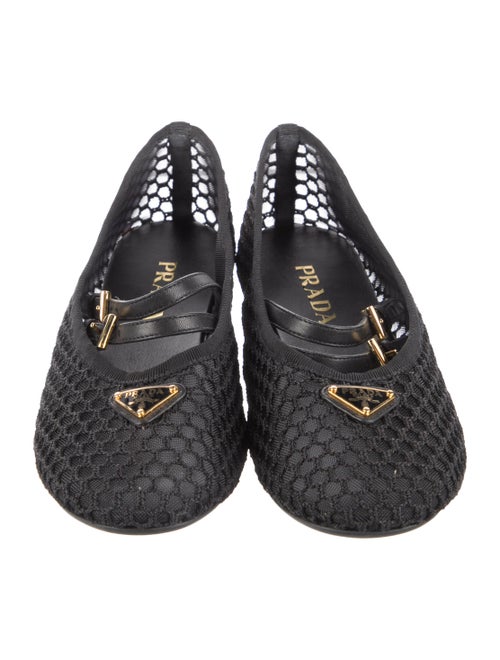 Prada Enameled Metal Triangle Mesh Flats
