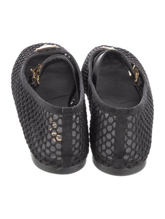 Prada Enameled Metal Triangle Mesh Flats