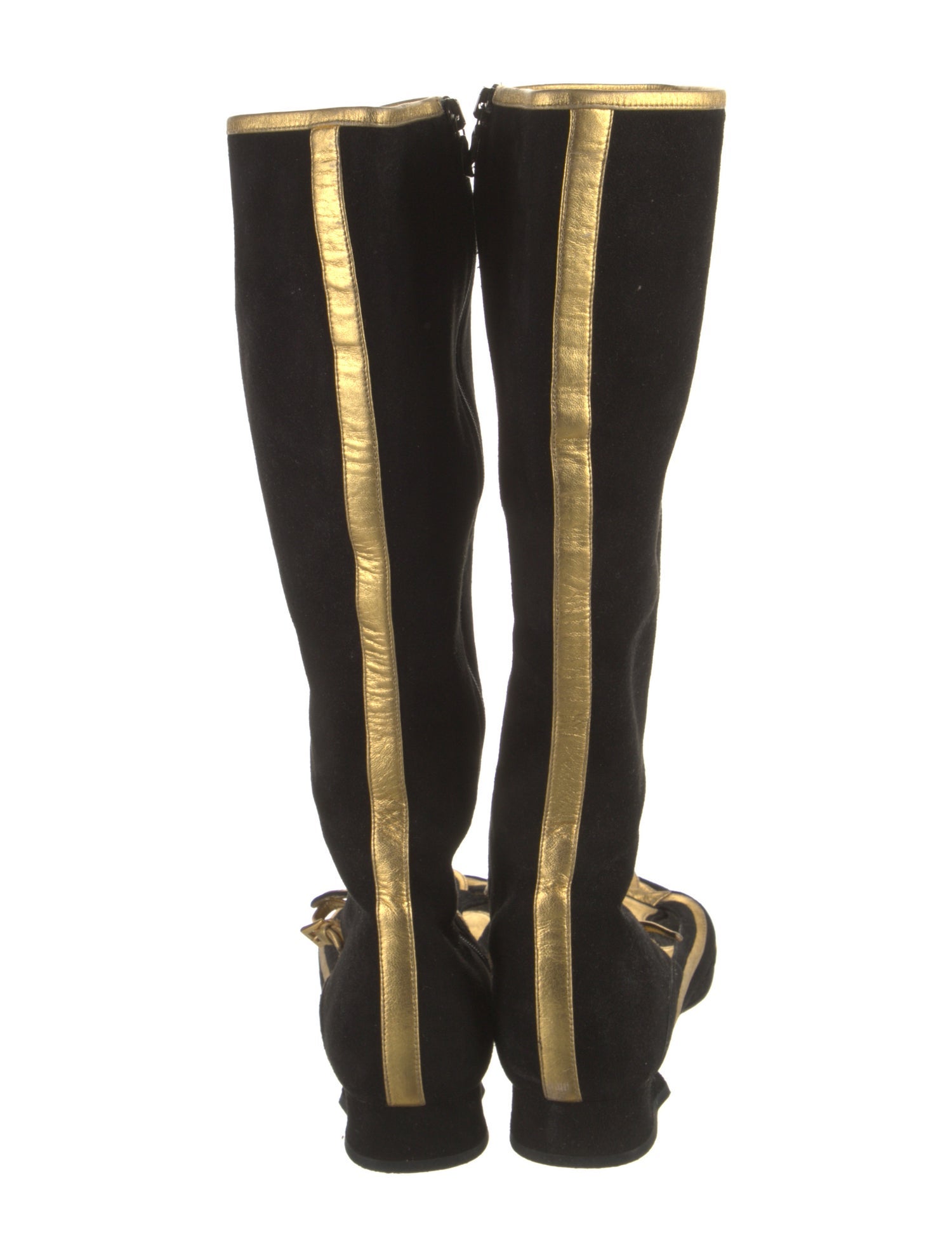 Prada Suede Colorblock Pattern Riding Boots