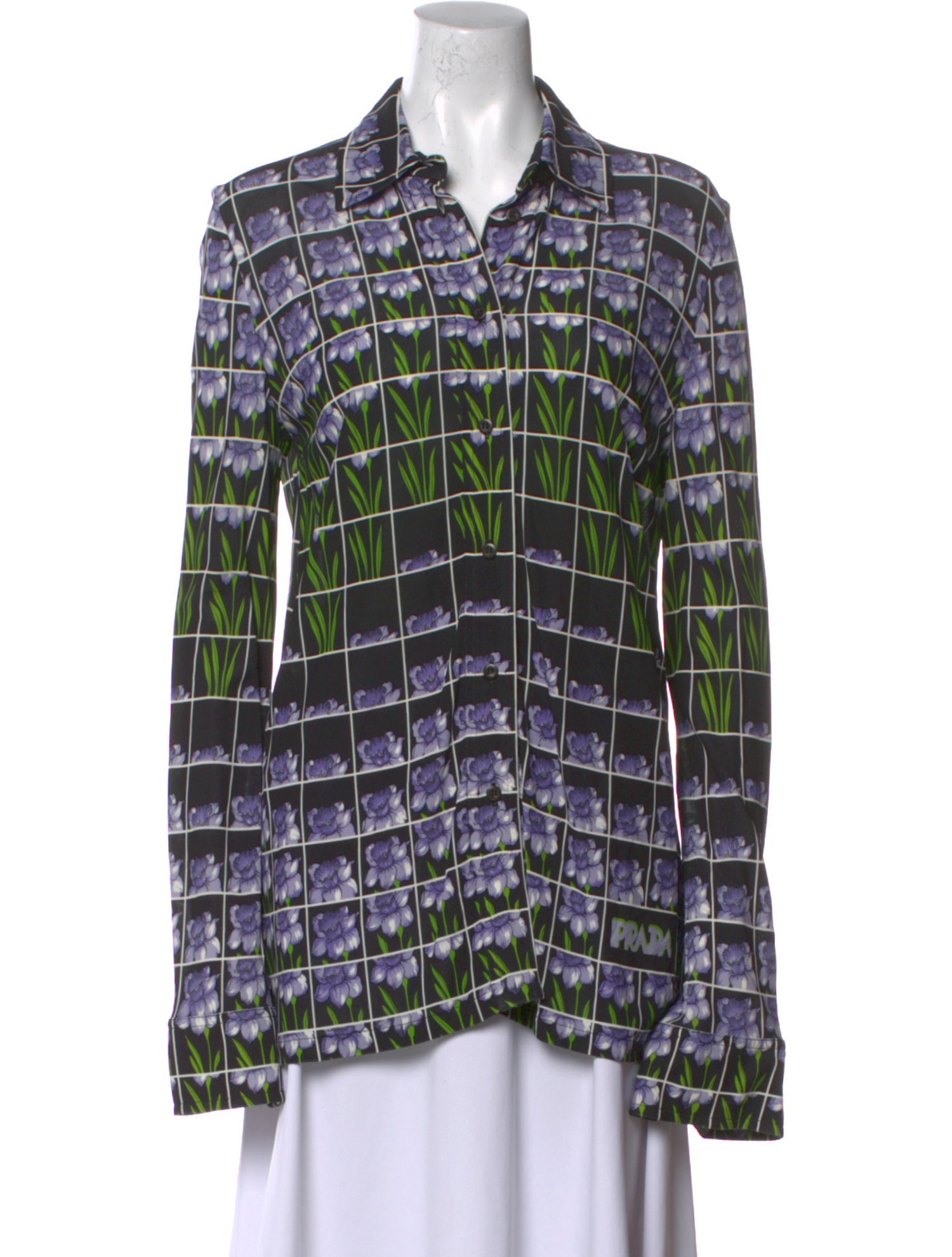 Prada 2019 Floral Print Button-Up Top