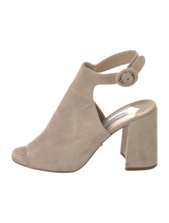 Prada Suede Leather Trim Embellishment Sandals