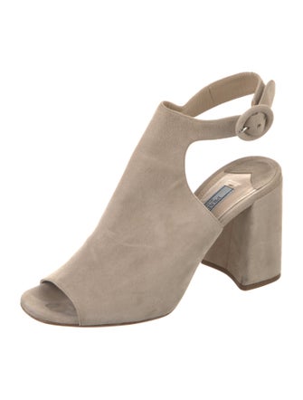 Prada Suede Leather Trim Embellishment Sandals