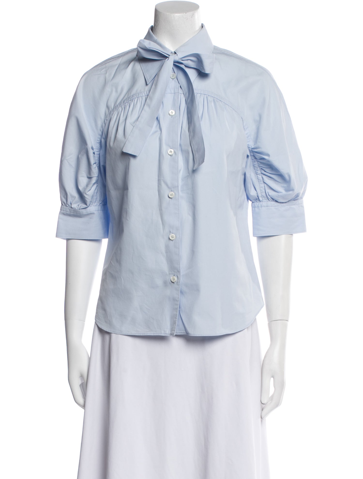 Prada 2017 Three-Quarter Sleeve Button-Up Top