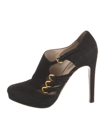 Prada Suede Cutout Accent Pumps