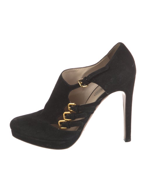 Prada Suede Cutout Accent Pumps