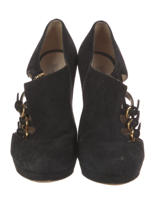 Prada Suede Cutout Accent Pumps