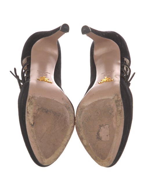 Prada Suede Cutout Accent Pumps