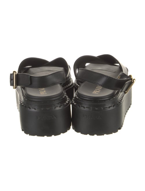 Prada Enameled Metal Triangle Leather Slingback Sandals