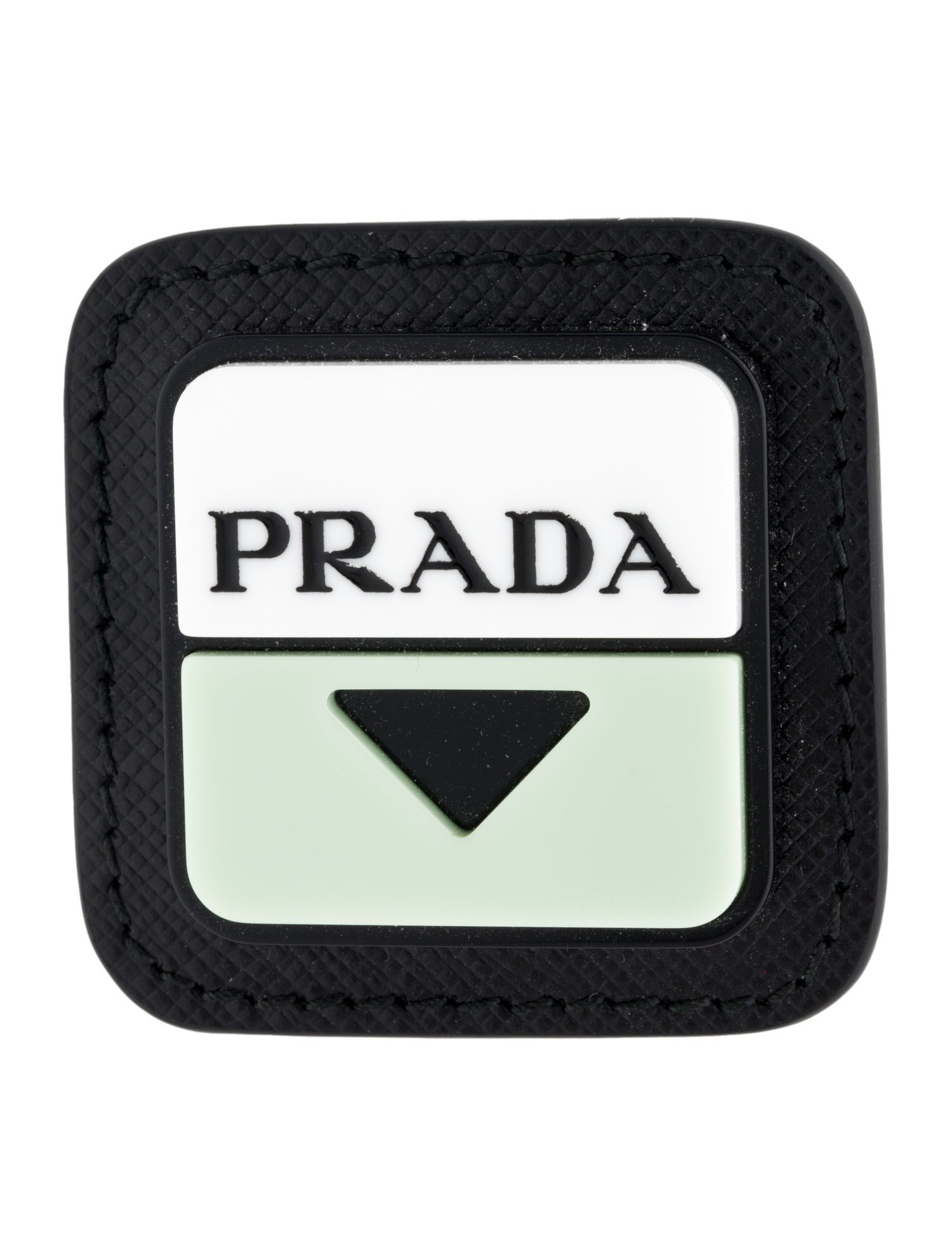 Prada Enamel Square Logo Pin Brooch