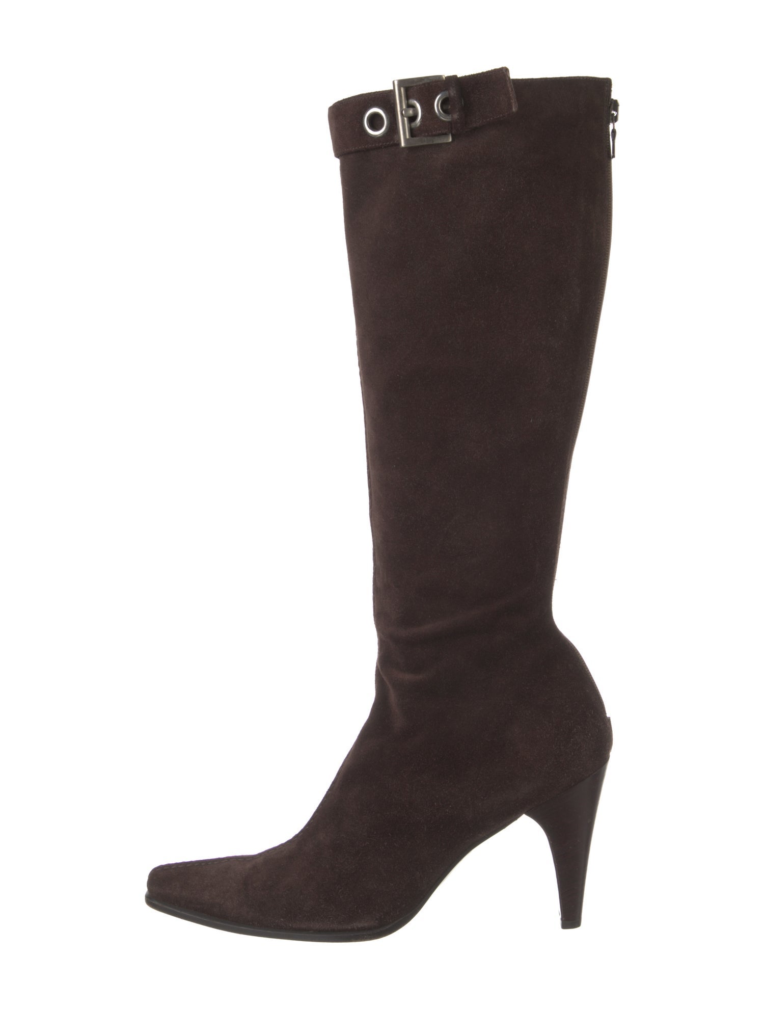 Prada Suede Leather Trim Embellishment Boots