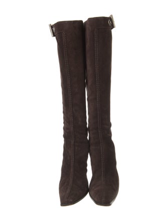 Prada Suede Leather Trim Embellishment Boots