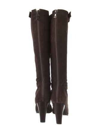 Prada Suede Leather Trim Embellishment Boots