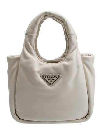 Prada Enameled Metal Triangle Padded Tote Small