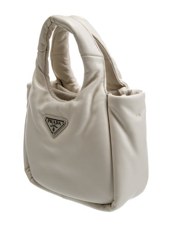 Prada Enameled Metal Triangle Padded Tote Small