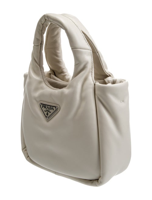 Prada Enameled Metal Triangle Padded Tote Small