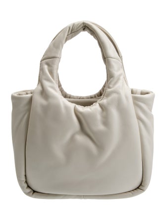 Prada Enameled Metal Triangle Padded Tote Small