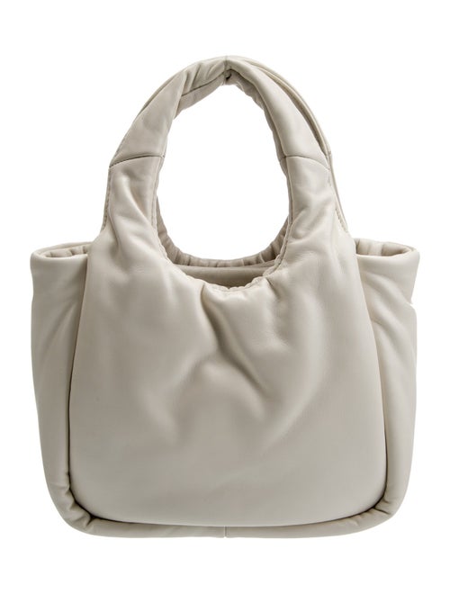 Prada Enameled Metal Triangle Padded Tote Small