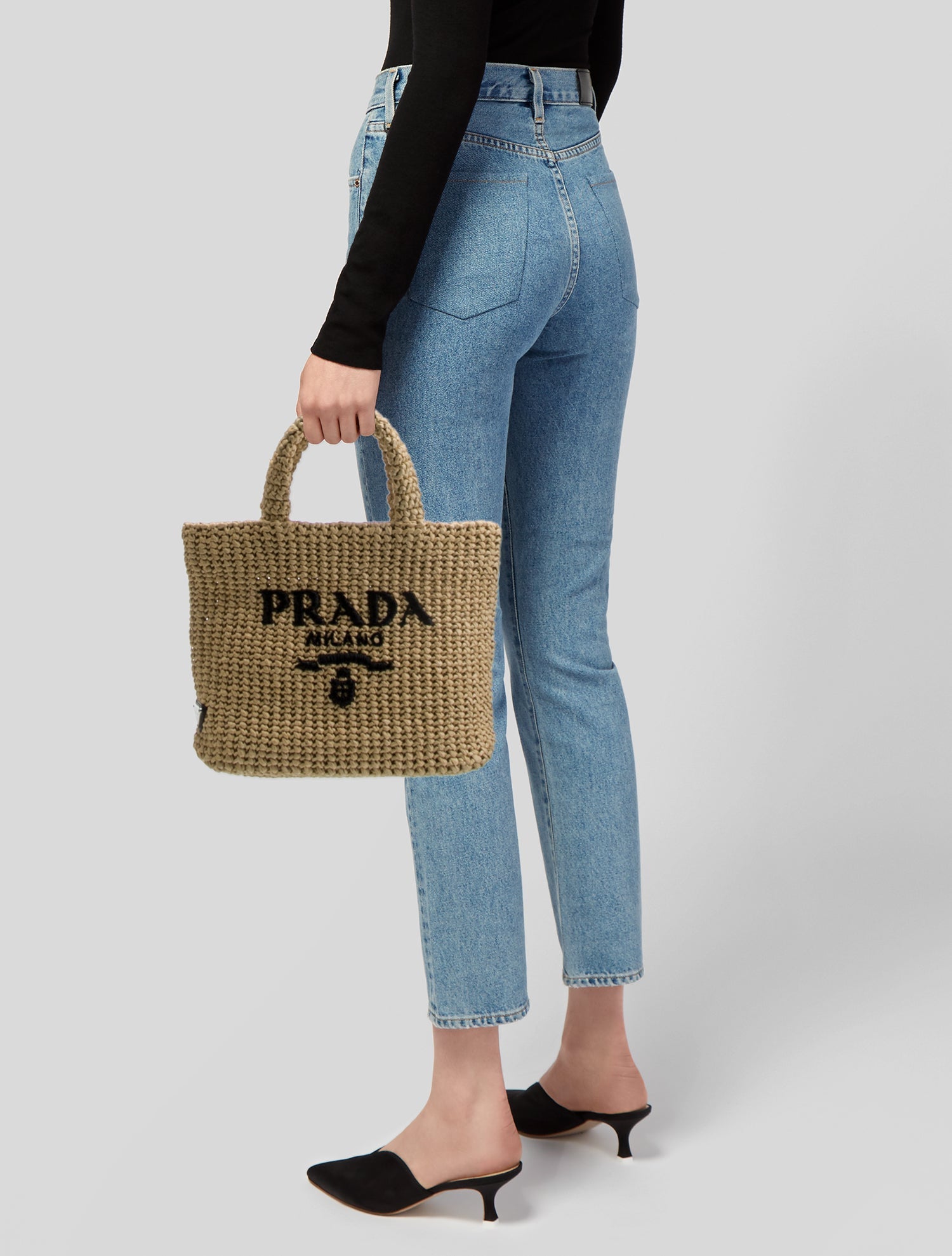 Prada Enameled Metal Triangle Top Handle Bag Small
