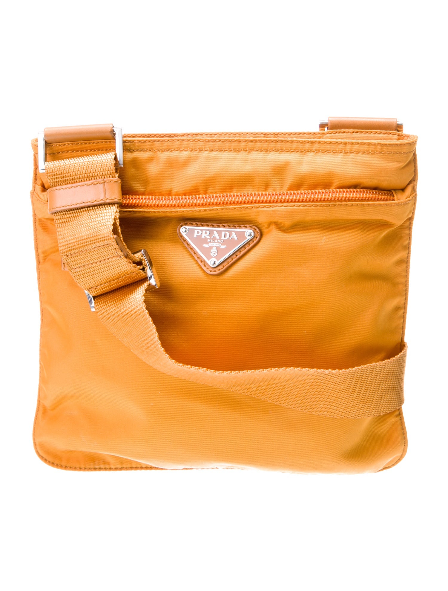 Prada Enameled Metal Triangle Crossbody Bag