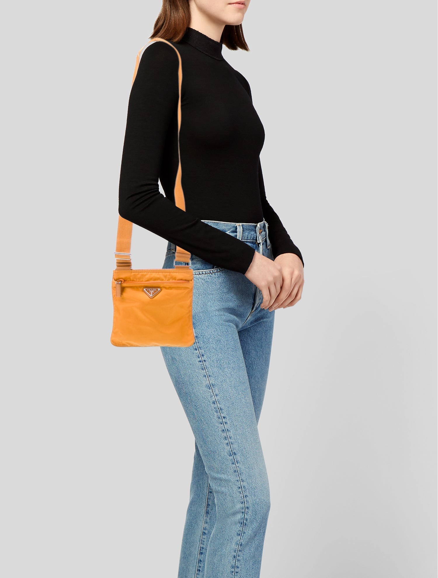 Prada Enameled Metal Triangle Crossbody Bag