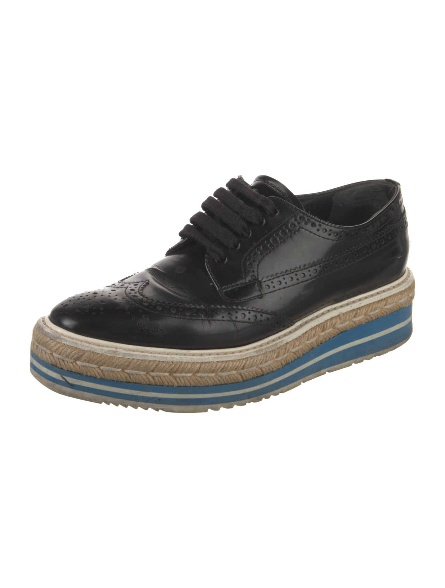 Prada Leather Lasercut Accents Oxfords