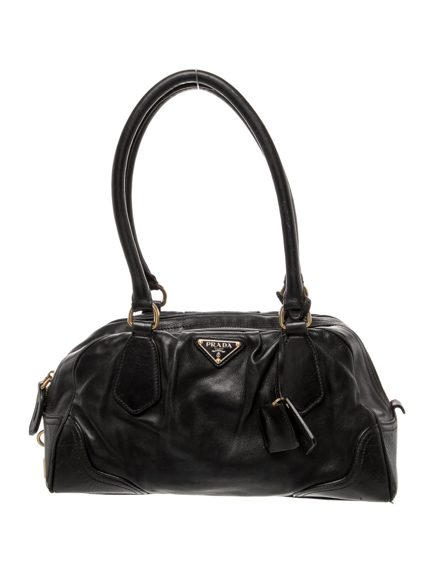 Prada Enameled Metal Triangle Bauletto