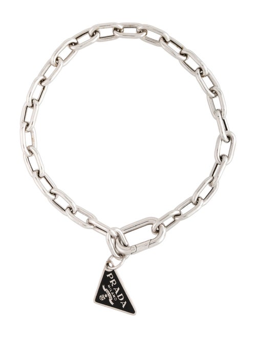 Prada Enamel Triangle Logo Charm Bracelet